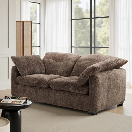 Quetta Brown Fabric 2 Seater Sofa