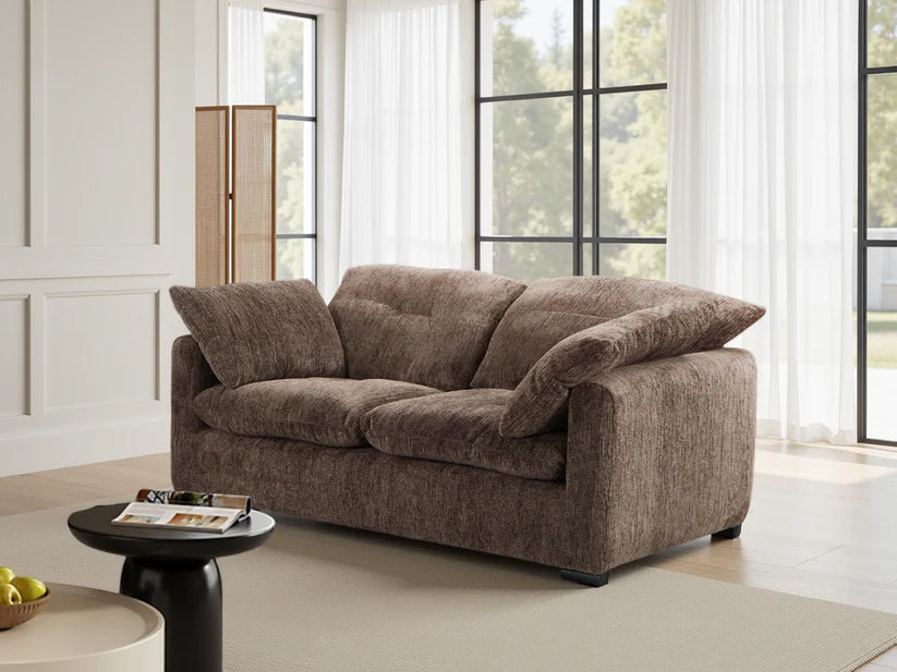 Quetta Brown Fabric 2 Seater Sofa