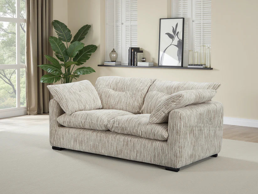 Quetta Grey/Silver Fabric 2 Seater Sofa