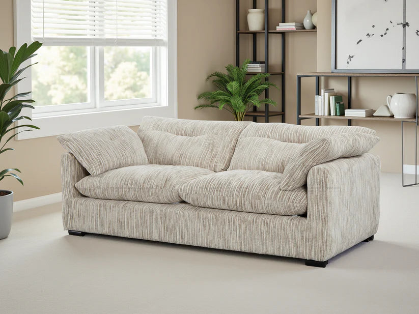 Quetta Grey/Silver Fabric 3 Seater Sofa