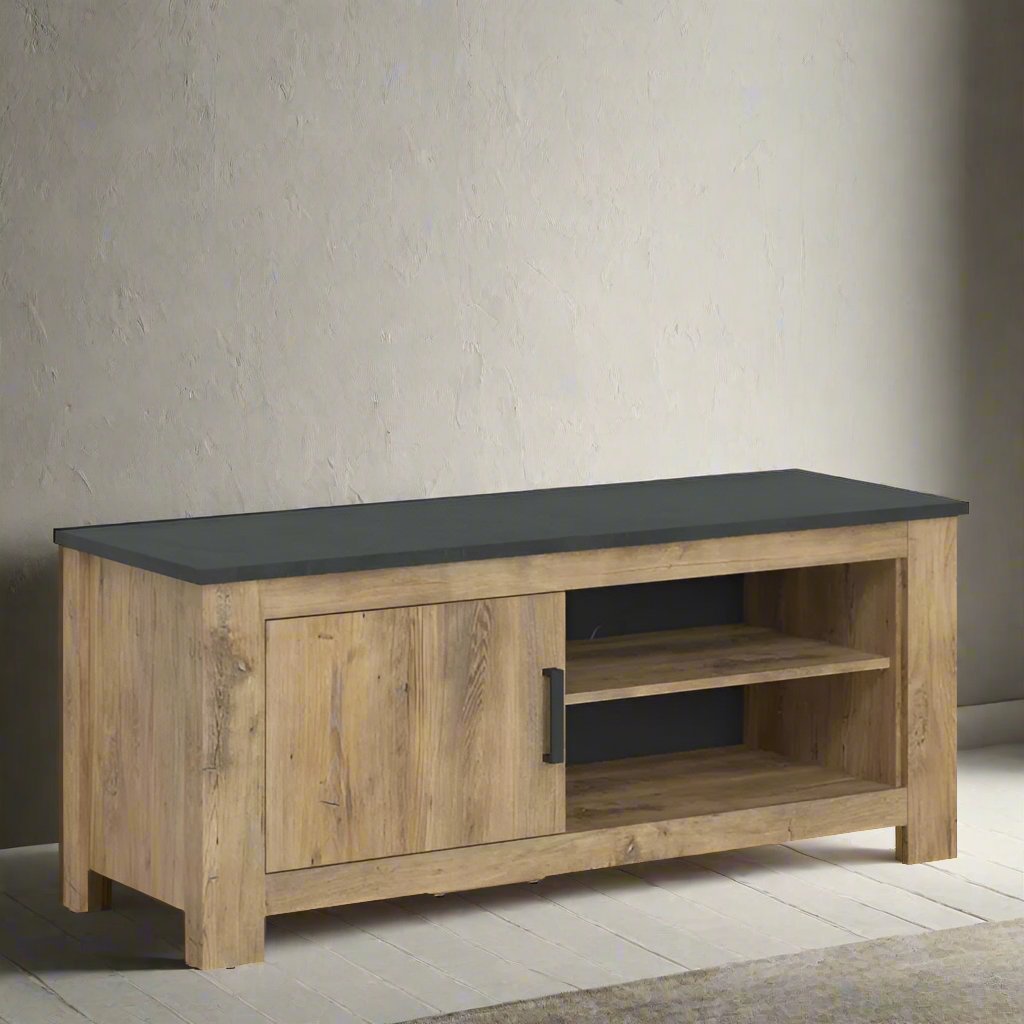 Rapallo 1 door TV cabinet in Chestnut and Matera Grey 138 cm - UK