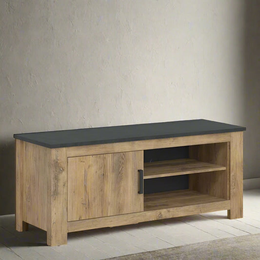 Rapallo 1 door TV cabinet in Chestnut and Matera Grey 138 cm - UK