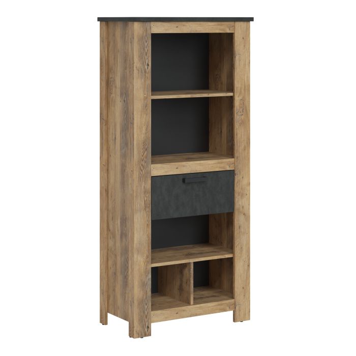 Rapallo 1 drawer bookcase in Chestnut and Matera Grey - UK