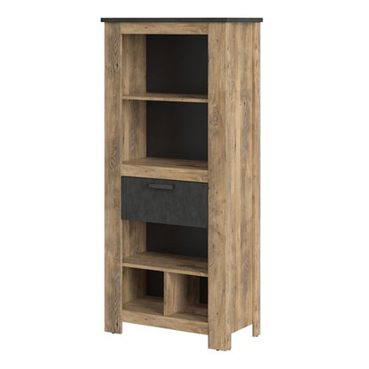 Rapallo 1 drawer bookcase in Chestnut and Matera Grey - UK