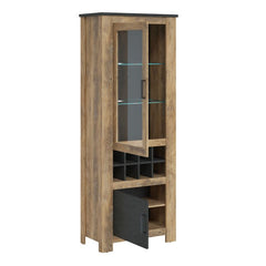 Rapallo 2 door display cabinet with wine rack in Chestnut and Matera Grey - UK - Furniture One Shop
