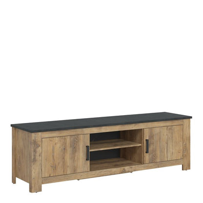 Rapallo 2 door wide TV cabinet in Chestnut and Matera Grey 189 cm - UK