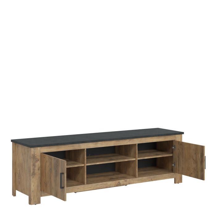 Rapallo 2 door wide TV cabinet in Chestnut and Matera Grey 189 cm - UK