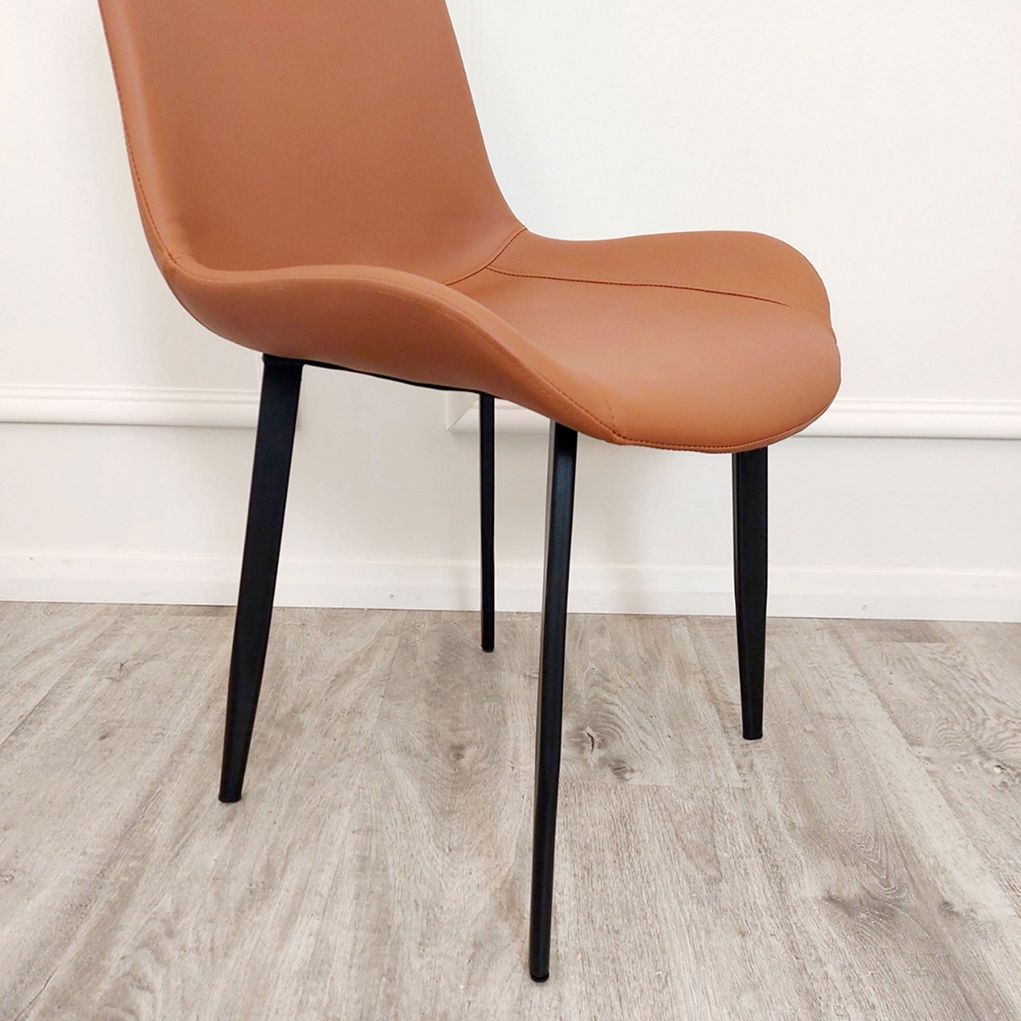 Remus Tan Leather Dining Chairs in Pair