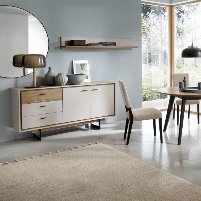 Rivero 2 Door 3 Drawer Sideboard  in Grey and Oak - UK