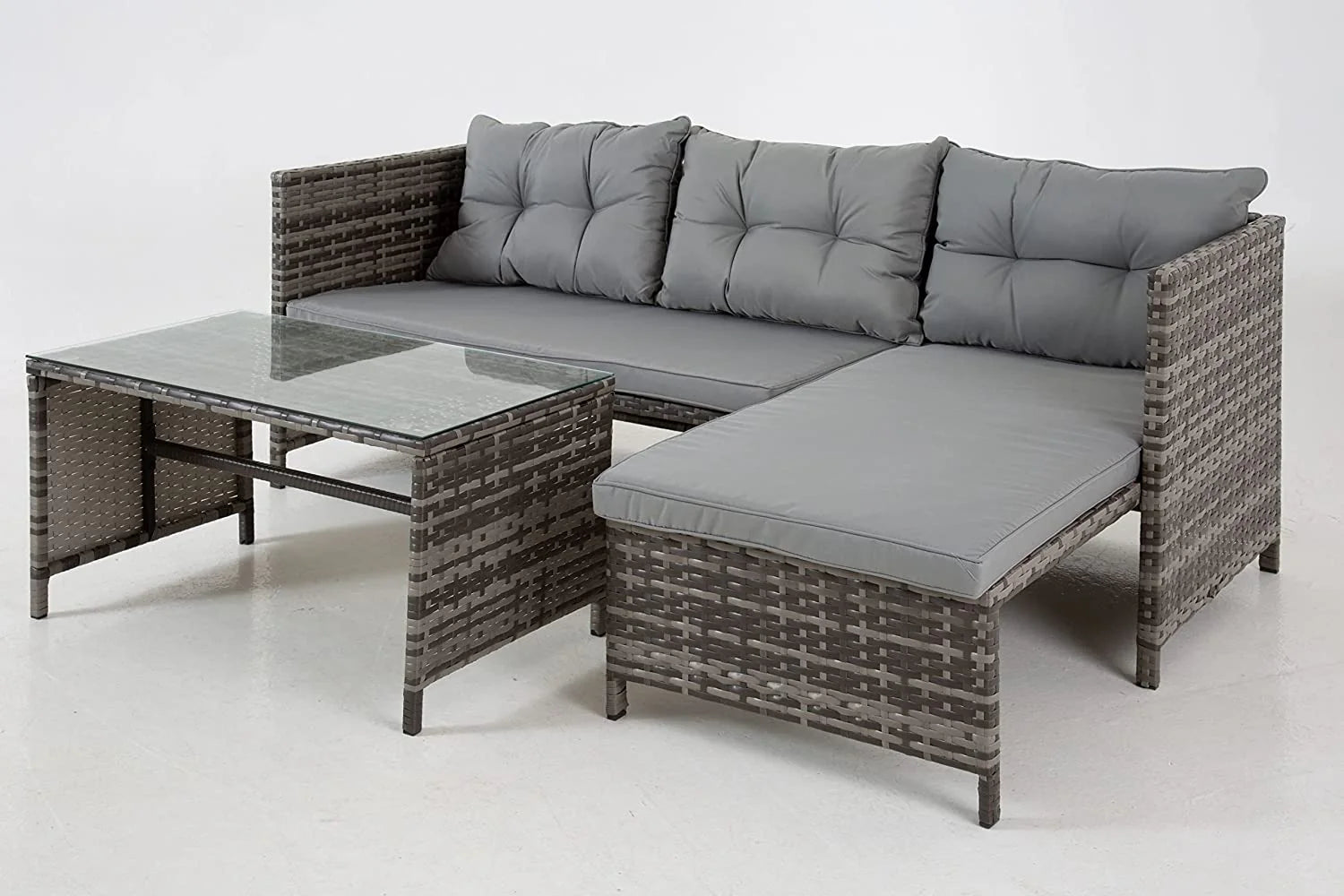 Riverside Corner Sofa Set in Grey Rattan