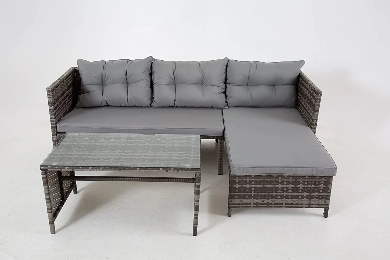 Riverside Corner Sofa Set in Grey Rattan