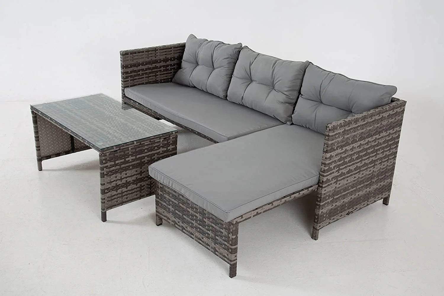 Riverside Corner Sofa Set in Grey Rattan