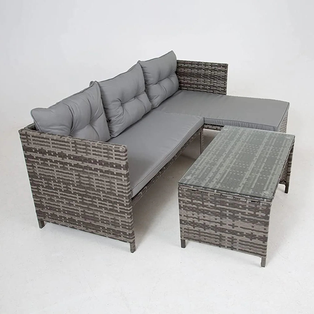 Riverside Corner Sofa Set in Grey Rattan