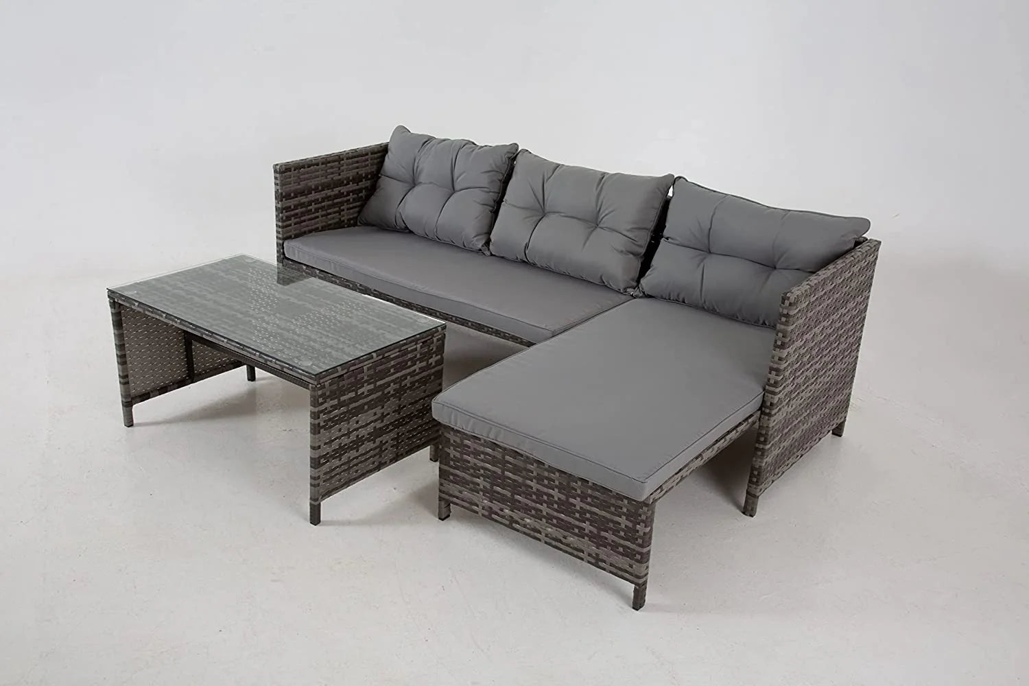 Riverside Corner Sofa Set in Grey Rattan