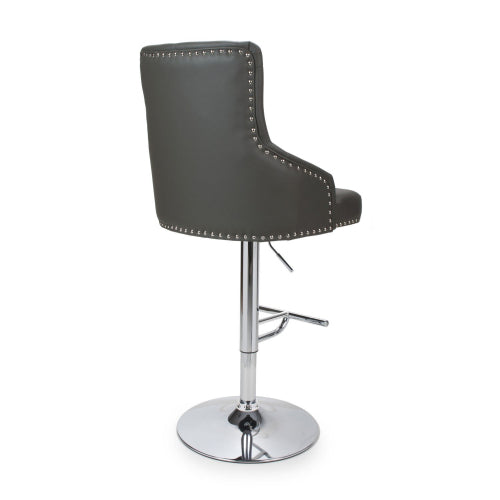 Rocco Graphite Grey Leather Effect Stools With Chrome Base In Pair