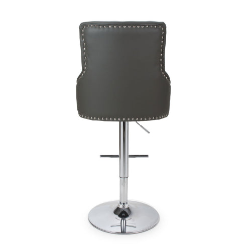 Rocco Graphite Grey Leather Effect Stools With Chrome Base In Pair