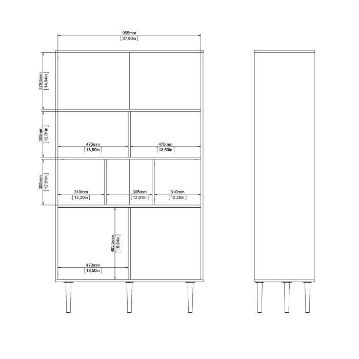 Rome Bookcase 2 sliding Doors in Jackson Hickory Oak with Matt White - UK