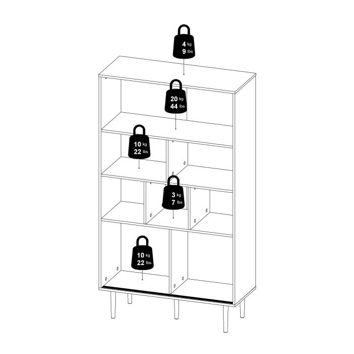 Rome Bookcase 2 sliding Doors in Jackson Hickory Oak with Matt White - UK