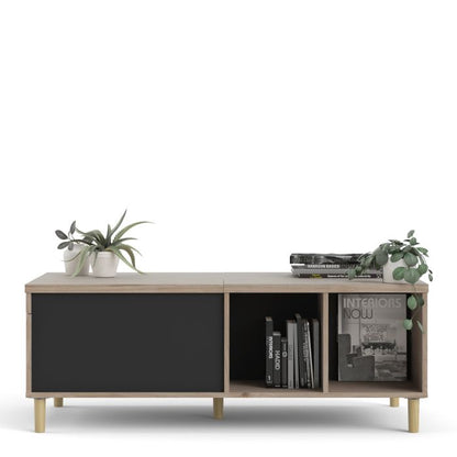 Rome Coffee Table with sliding top in Jackson Hickory Oak with Matt Black - UK