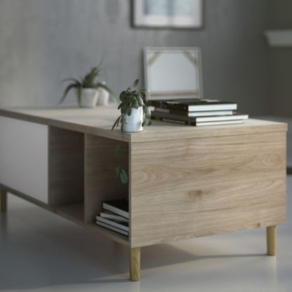 Rome Coffee Table with sliding top in Jackson Hickory Oak with Matt White - UK