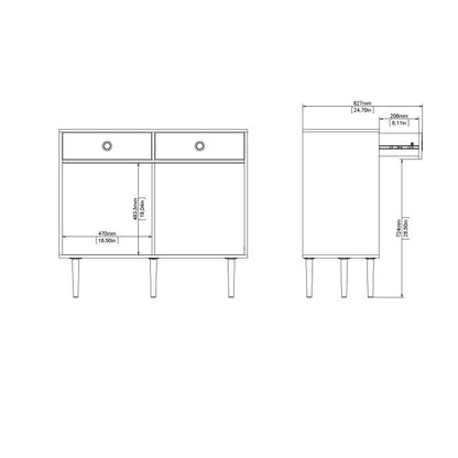 Rome Sideboard 2 Sliding Doors + 2 Drawers in Jackson Hickory Oak with Matt Black - UK
