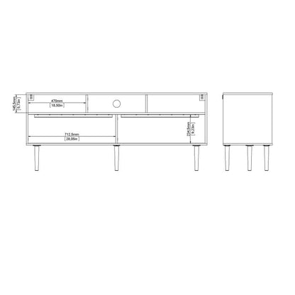 Rome TV-unit 2 Sliding Doors in Jackson Hickory Oak with Matt White - UK