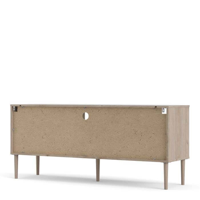 Rome TV-unit 2 Sliding Doors in Jackson Hickory Oak with Matt White - UK