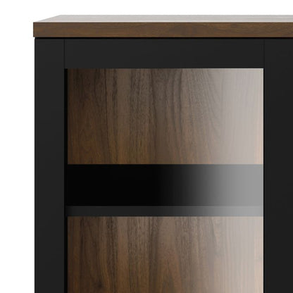 Roomers Display Cabinet Glazed 2 Doors in Black and Walnut - UK