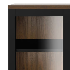Roomers Display Cabinet Glazed 2 Doors in Black and Walnut - UK