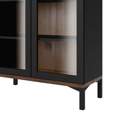 Roomers Display Cabinet Glazed 2 Doors in Black and Walnut - UK