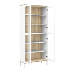 Roomers Display Cabinet Glazed 2 Doors in White and Oak - UK - Furniture One Shop