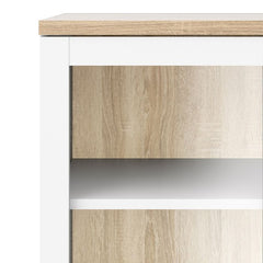 Roomers Display Cabinet Glazed 2 Doors in White and Oak - UK - Furniture One Shop