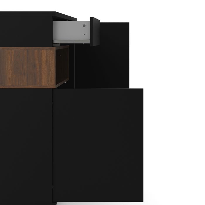Roomers Sideboard 2 Door 1 Drawer in Black and Walnut - UK