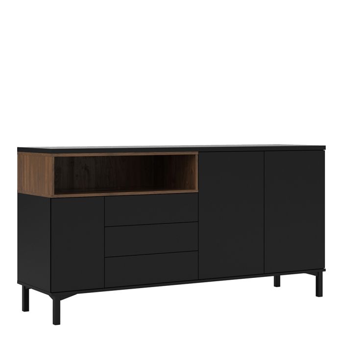 Roomers Sideboard 3 Drawers 3 Doors in Black and Walnut - UK