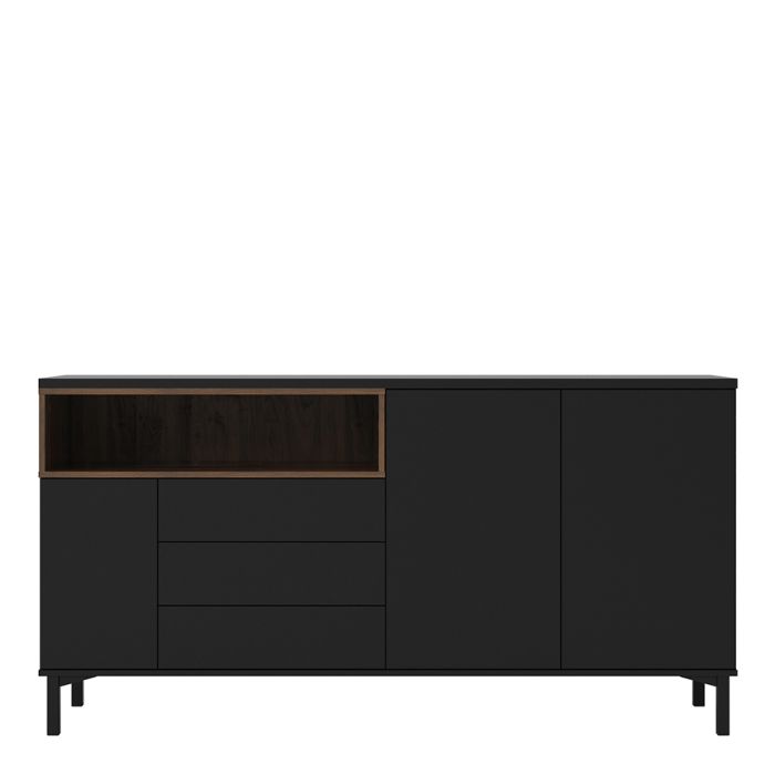 Roomers Sideboard 3 Drawers 3 Doors in Black and Walnut - UK