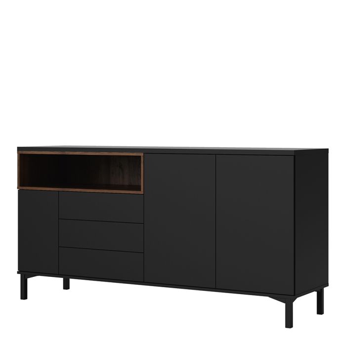 Roomers Sideboard 3 Drawers 3 Doors in Black and Walnut - UK