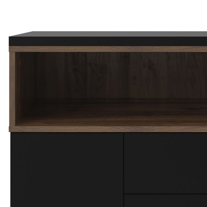 Roomers Sideboard 3 Drawers 3 Doors in Black and Walnut - UK