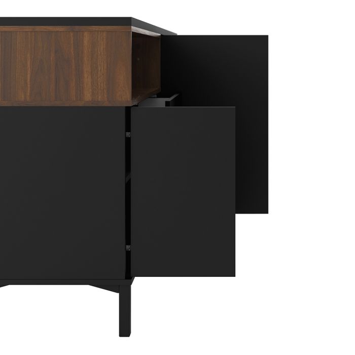 Roomers Sideboard 3 Drawers 3 Doors in Black and Walnut - UK