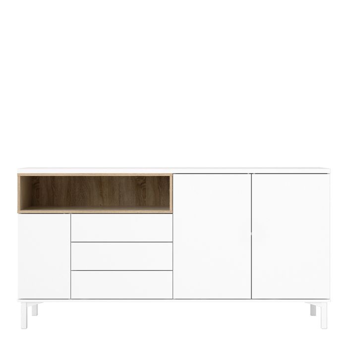 Roomers Sideboard 3 Drawers 3 Doors in White and Oak - UK