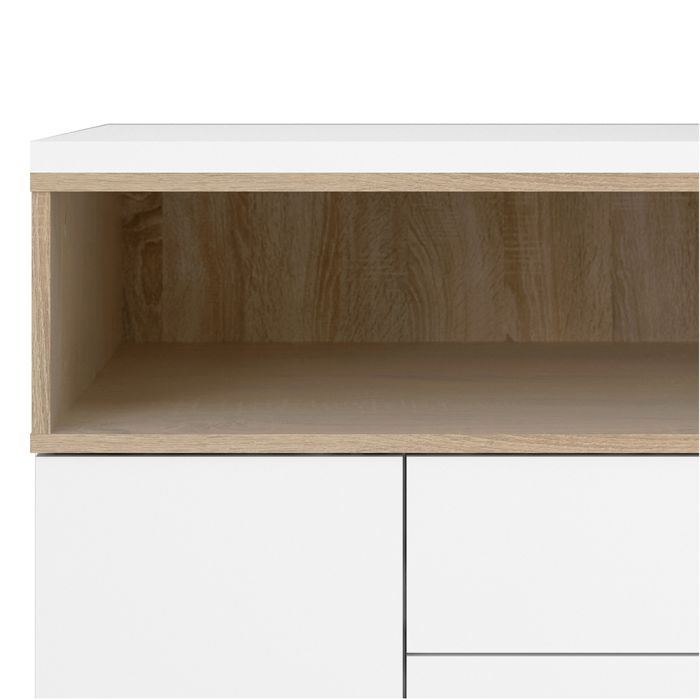 Roomers Sideboard 3 Drawers 3 Doors in White and Oak - UK