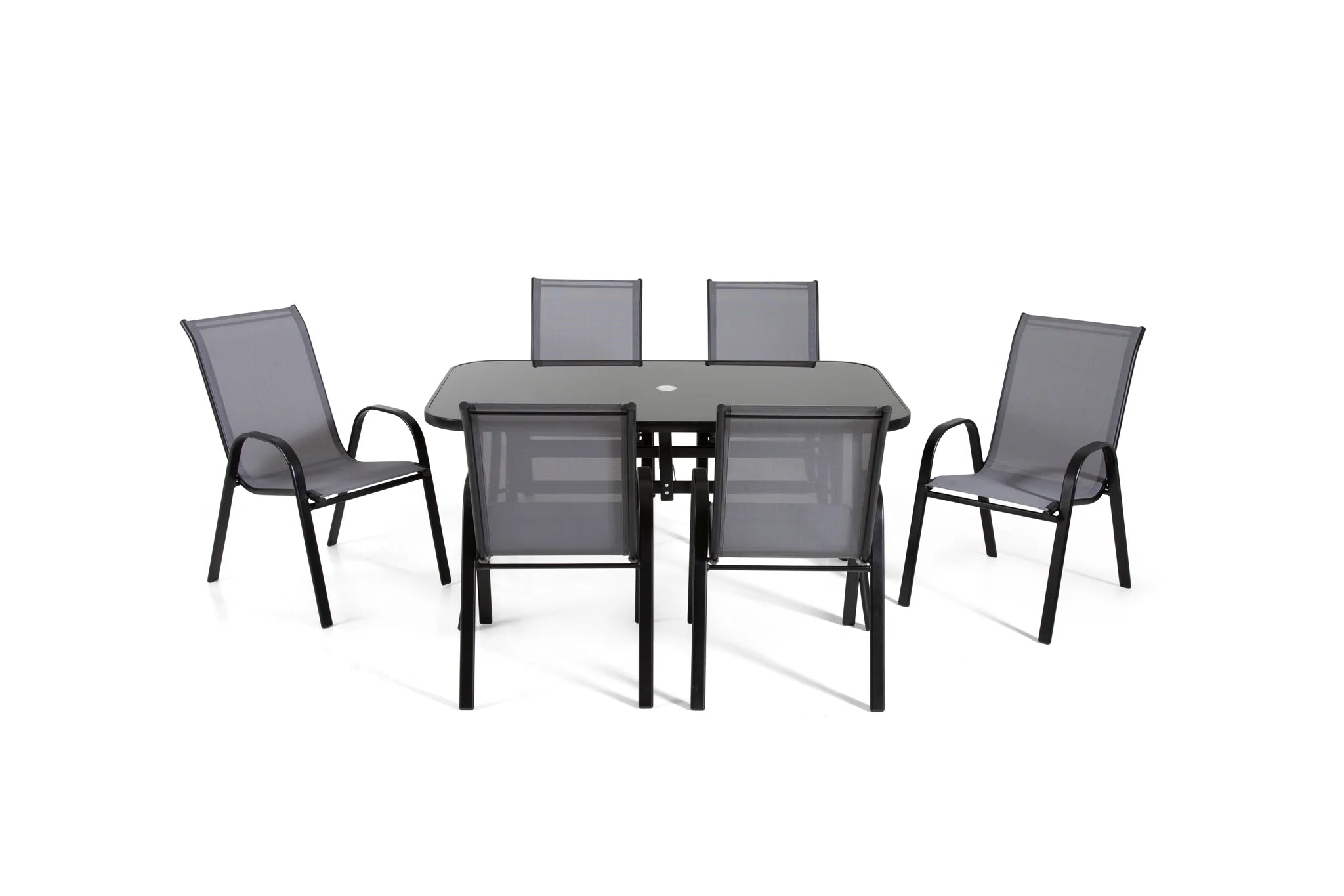 Rufford 6 Seater Garden Dining Set in Black and Grey Metal