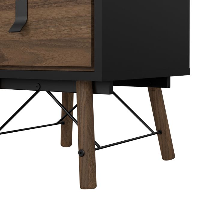 Ry Bedside cabinet 2 drawer in Matt Black Walnut - UK