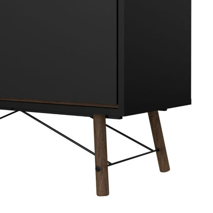 Ry China cabinet 1 door + 1 glass door + 1 drawer in Matt Black Walnut - UK