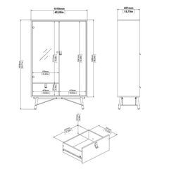 Ry China cabinet 1 door + 1 glass door + 1 drawer in Matt Black Walnut - UK - Furniture One Shop