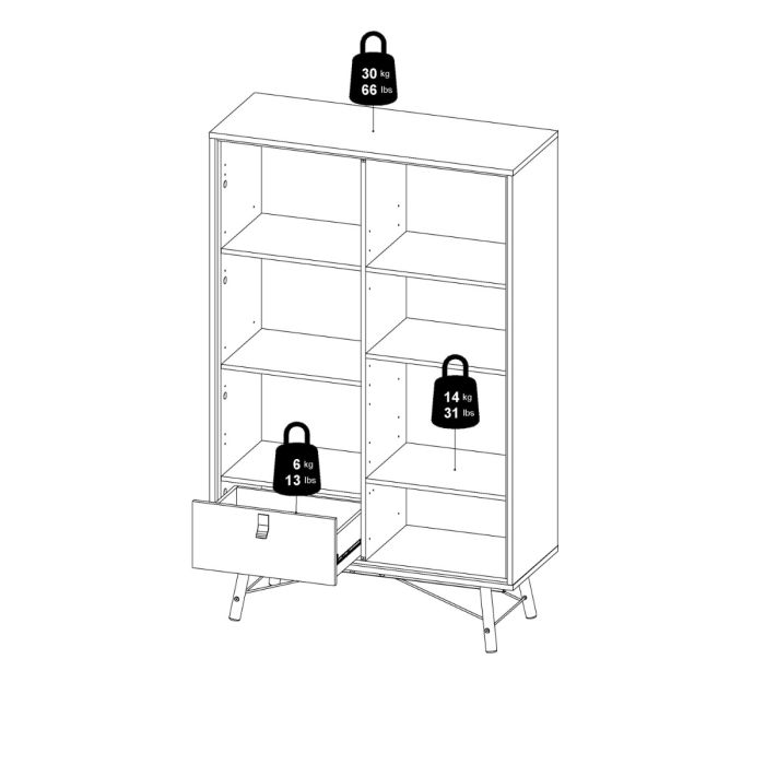 Ry China cabinet 1 door + 1 glass door + 1 drawer in Matt Black Walnut - UK
