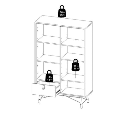 Ry China cabinet 1 door + 1 glass door + 1 drawer in Matt Black Walnut - UK