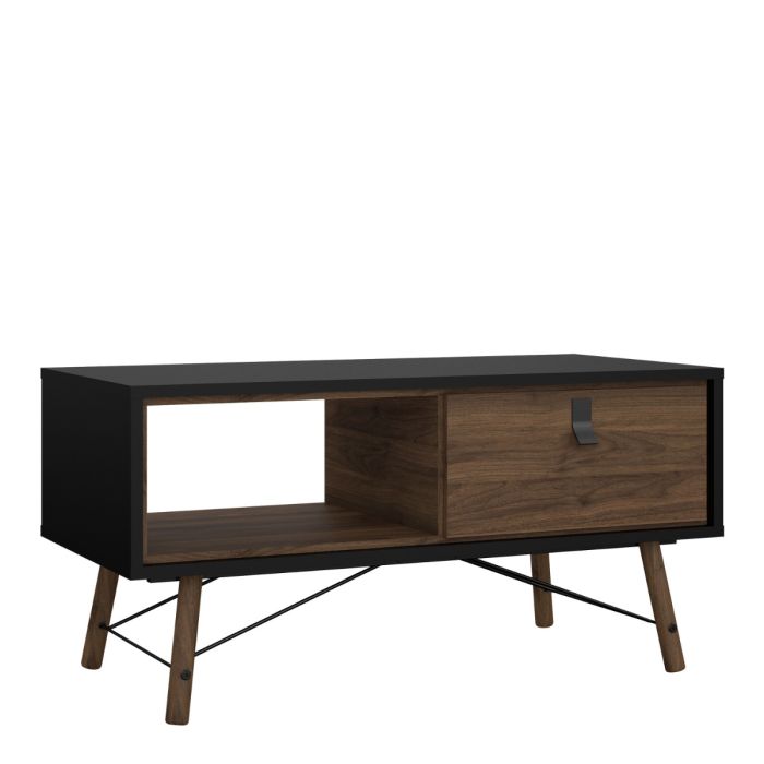 Ry Coffee table with 1 drawer in Matt Black Walnut - UK