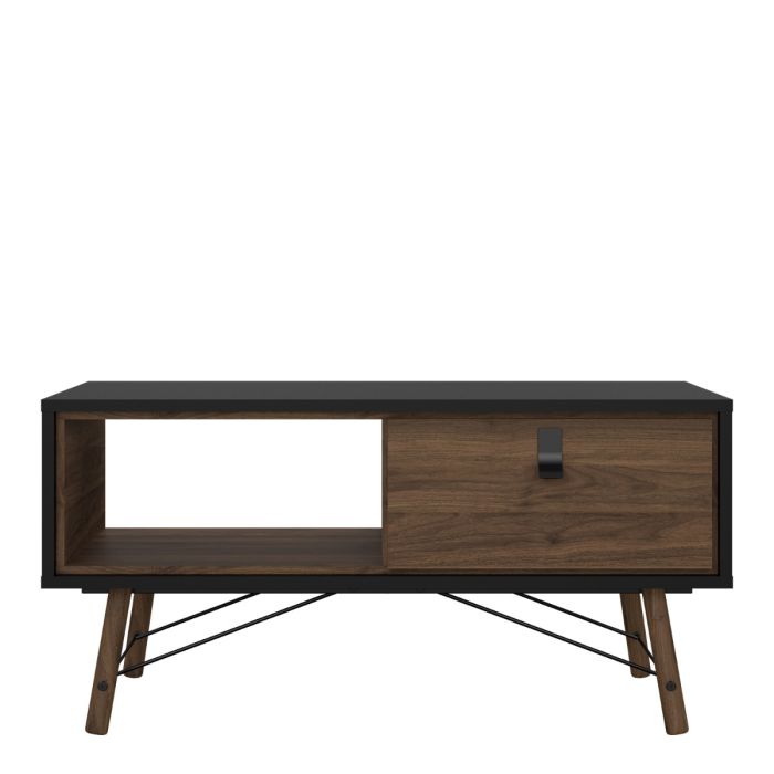 Ry Coffee table with 1 drawer in Matt Black Walnut - UK