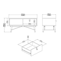 Ry Coffee table with 1 drawer in Matt Black Walnut - UK