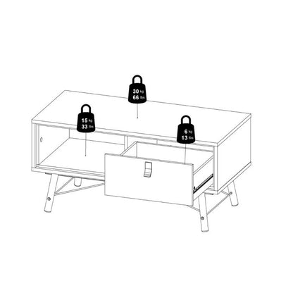Ry Coffee table with 1 drawer in Matt Black Walnut - UK